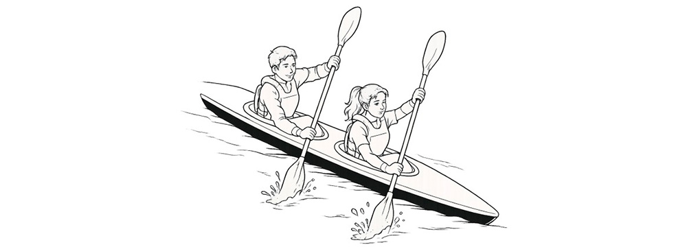 Posición en canoa de dos plazas